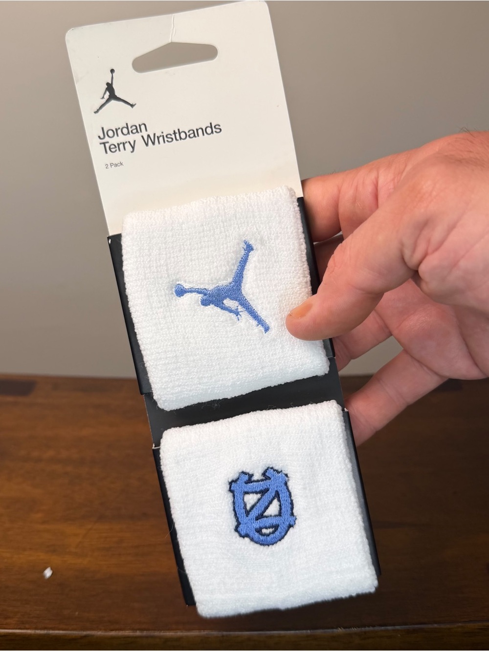 Nike Jordan Terry Wristbands 2-Pack UNC Tar Heels White Blue FN5488-194 NWT